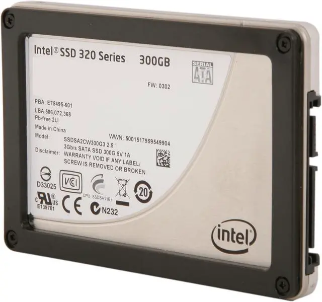 Alt view image 2 of 6 - Intel 320 Series 2.5" 300GB SATA II MLC Internal Solid State Drive (SSD) SSDSA2CW300G3B5