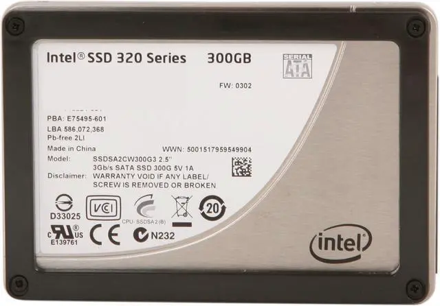 Alt view image 3 of 6 - Intel 320 Series 2.5" 300GB SATA II MLC Internal Solid State Drive (SSD) SSDSA2CW300G3B5