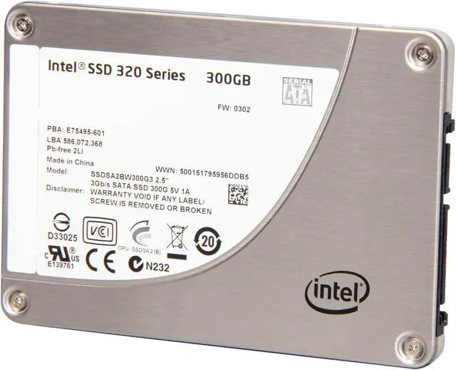 Main image of Intel 320 Series 2.5" 300GB SATA II MLC Internal Solid State Drive (SSD) SSDSA2BW300G301