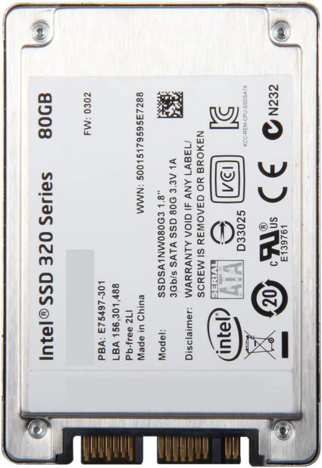 Alt view image 4 of 5 - Intel 320 Series 80GB SATA II MLC Internal Solid State Drive (SSD) SSDSA1NW080G301