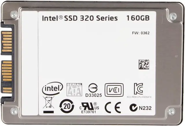 Alt view image 2 of 5 - Intel 320 Series 2.5" 160GB SATA II MLC Internal Solid State Drive (SSD) SSDSA1NW160G301 - OEM