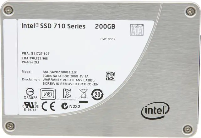 Alt view image 2 of 5 - Intel 710 Series Solid-State Drive 200GB SATA 3Gb/S 2.5-Inch - SSDSA2BZ200G301 - OEM