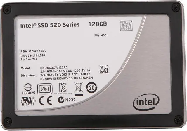 Alt view image 3 of 6 - Intel 520 Series Cherryville 2.5" 120GB SATA III MLC Internal Solid State Drive (SSD) SSDSC2CW120A3K5