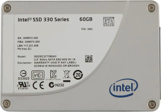 Alt view image 3 of 6 - Intel 330 Series Maple Crest 2.5" 60GB SATA III MLC Internal Solid State Drive (SSD) SSDSC2CT060A3K5
