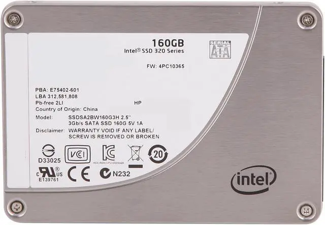 Alt view image 2 of 4 - Intel 320 Series 160GB 2.5" SATA II MLC Internal Solid State Drive - SSDSA2BW160G3H