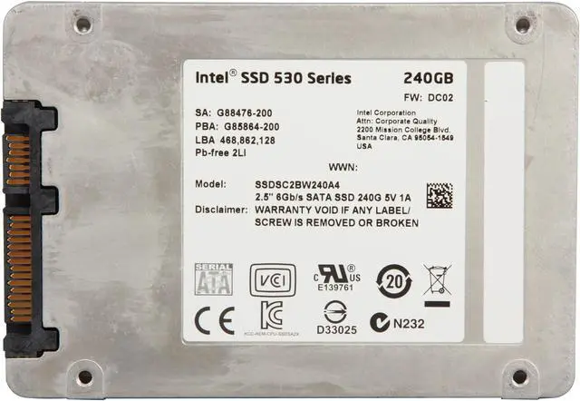 Alt view image 5 of 5 - Intel 530 Series 2.5" 240GB SATA III MLC Internal Solid State Drive (SSD) SSDSC2BW240A401