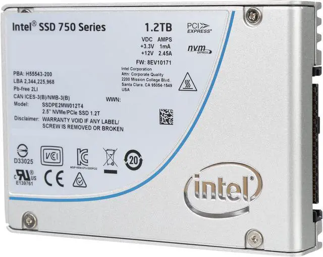 Main image of Intel 750 Series 2.5" U.2 (M.2 adaptor) 1.2TB PCI-Express 3.0 x4 MLC Internal Solid State Drive (SSD) SSDPE2MW012T4M2