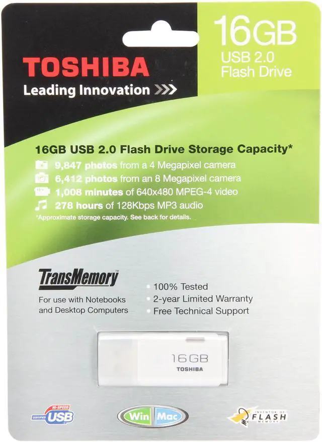 Alt view image 5 of 5 - Toshiba 16GB Transmemory USB 2.0 Flash Drive THNU48N16GTRT