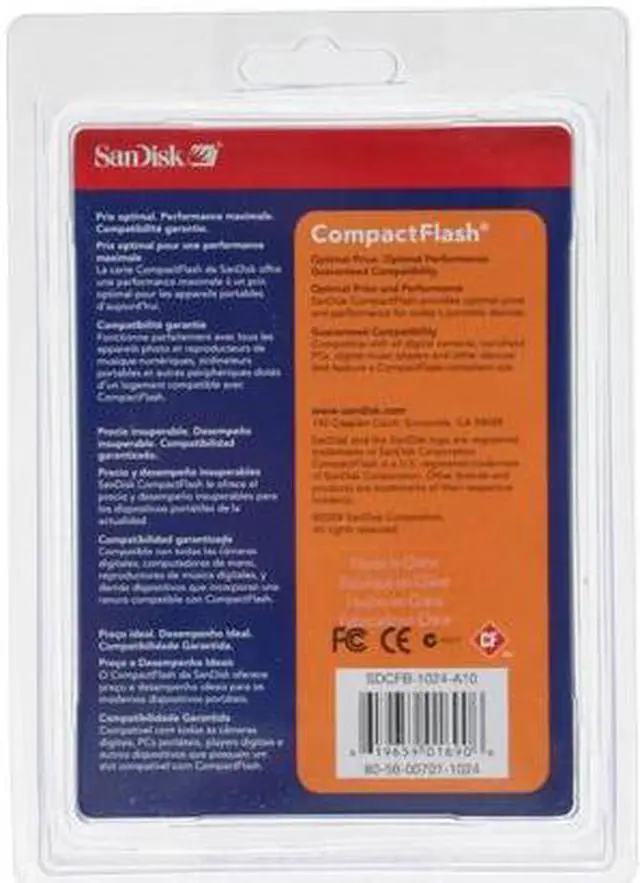 Alt view image 3 of 3 - SanDisk Standard 1GB Compact Flash (CF) Flash Card Model SDCFB-1024-A10
