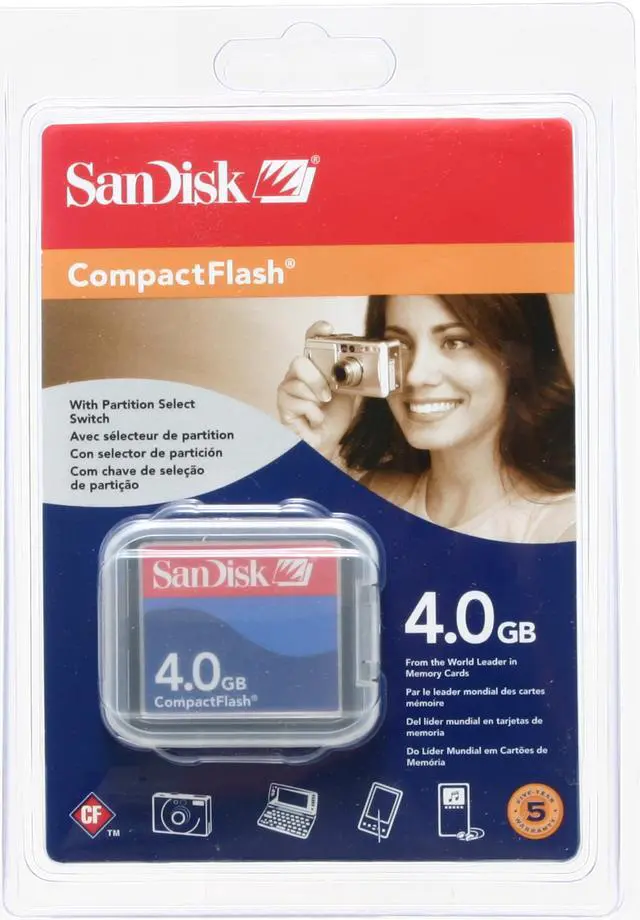 Alt view image 2 of 3 - SanDisk 4GB Compact Flash (CF) Flash Card Model SDCFB-4096-A10