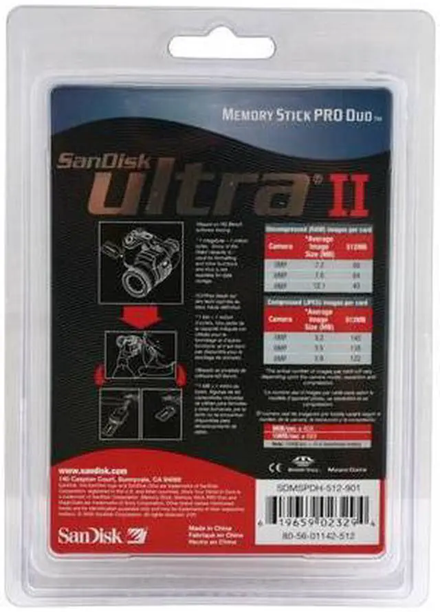Alt view image 2 of 2 - SanDisk MagicGate Ultra II 512MB Memory Stick Pro Duo (MS Pro Duo) Flash Card Model SDMSPDH-512-901