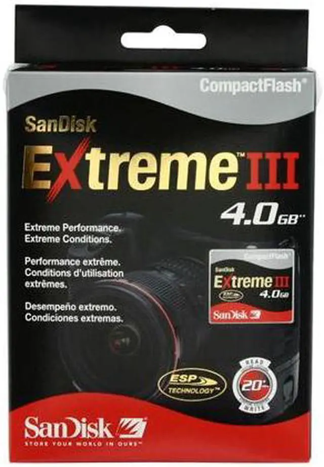 Main image of SanDisk EXTREME III 4GB Compact Flash (CF) Flash Media Model SDCFX3-4096