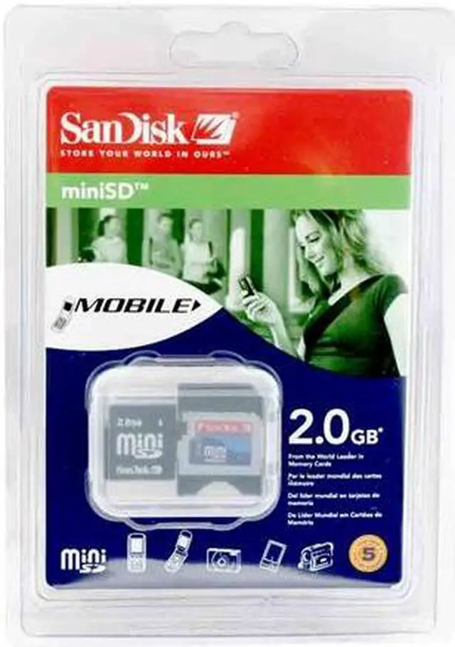 Alt view image 2 of 3 - SanDisk 2GB MiniSD Flash Card Model SDSDM-2048-A10M