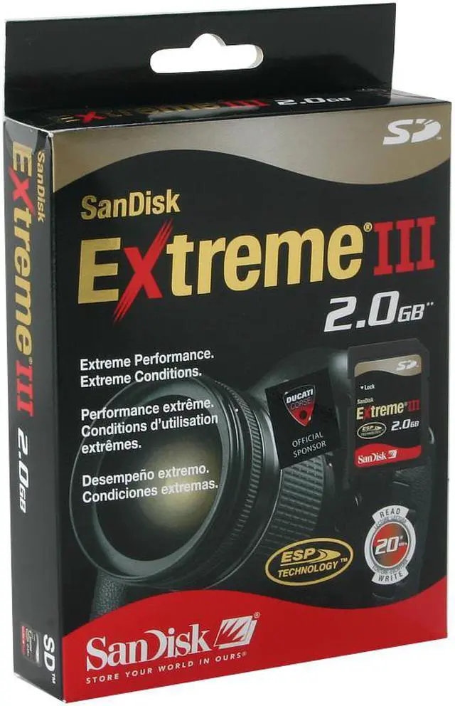 Alt view image 2 of 2 - SanDisk Extreme III 2GB Secure Digital (SD) Flash Card Model SDSDX3-2048-901