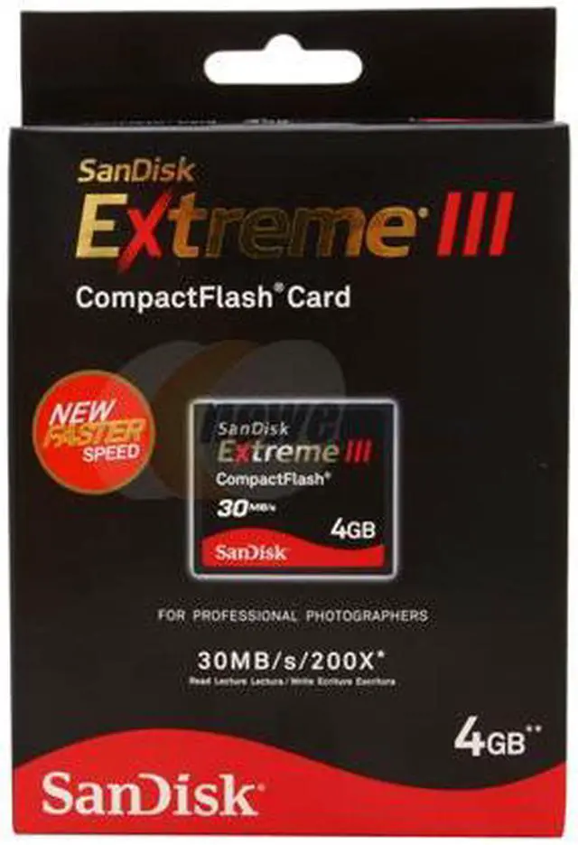 Alt view image 2 of 2 - SanDisk Extreme III 4GB Compact Flash (CF) Flash Card Model SDCFX3-004G-A31