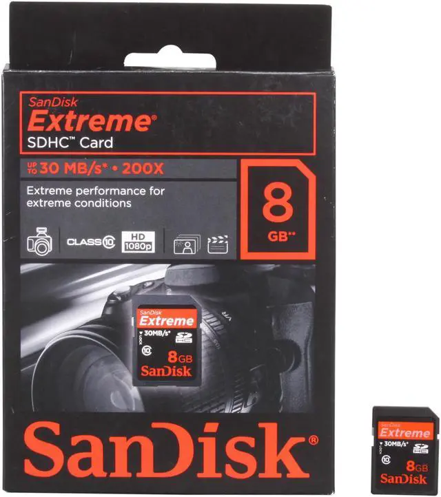 Alt view image 4 of 4 - SanDisk Extreme 8GB Secure Digital High-Capacity (SDHC) Flash Card Model SDSDX3-008G-A31