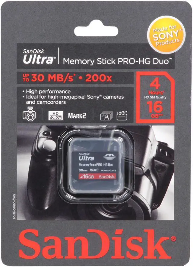 Alt view image 3 of 3 - SanDisk Ultra 16GB Memory Stick PRO-HG Duo Flash Card Model SDMSPDH-016G-A11