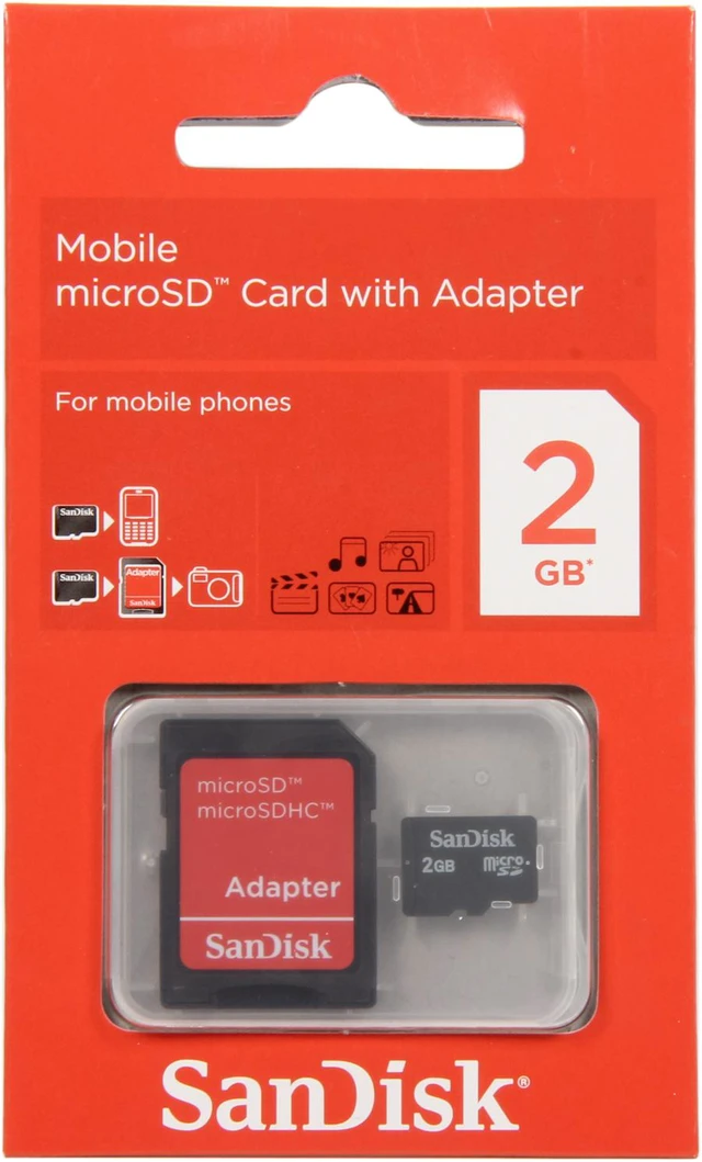 SanDisk 2GB MicroSD Flash Card w/ Adapter Model SDSDQM-002G-B35A ...