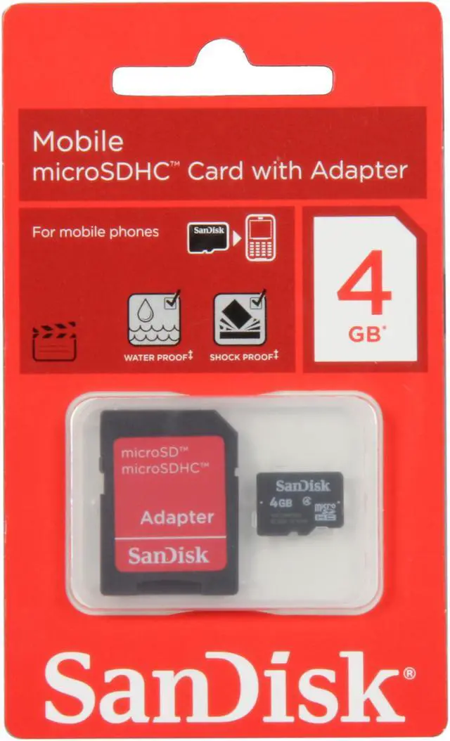 Alt view image 4 of 4 - SanDisk 4GB microSDHC Flash Card w/ Adapter Model SDSDQM-004G-B35A
