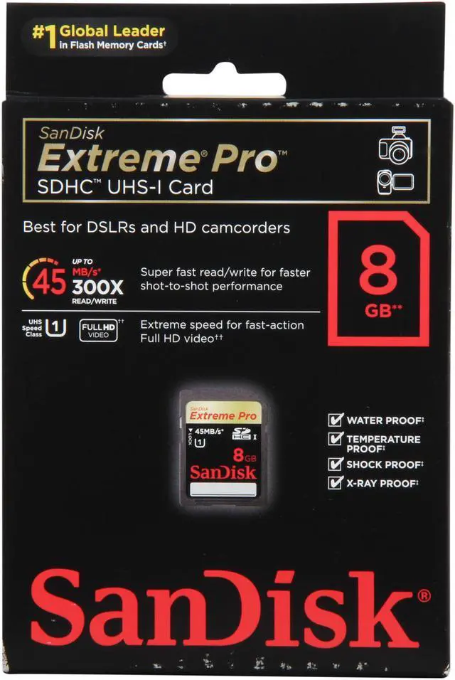 Alt view image 4 of 4 - SanDisk Extreme Pro 8GB Secure Digital High-Capacity (SDHC) UHS-1 Card Model SDSDXP1-008G-A75