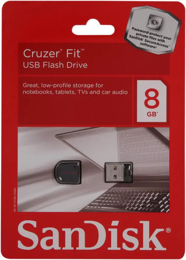 Alt view image 5 of 5 - SanDisk Cruzer Fit 8GB USB 2.0 Flash Drive SDCZ33-008G-A11