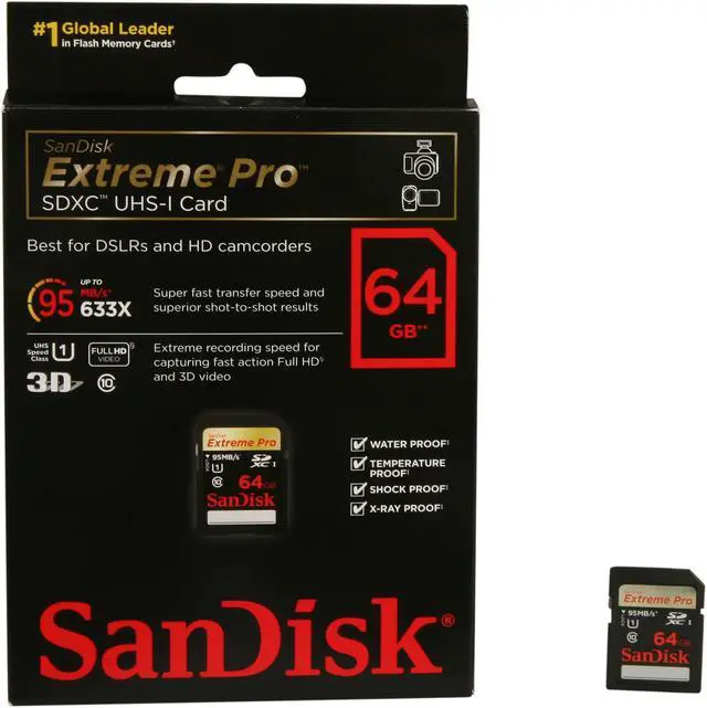 Alt view image 4 of 4 - SanDisk Extreme Pro 64GB Secure Digital Extended Capacity (SDXC) Flash Card Model SDSDXPA-064G-A46