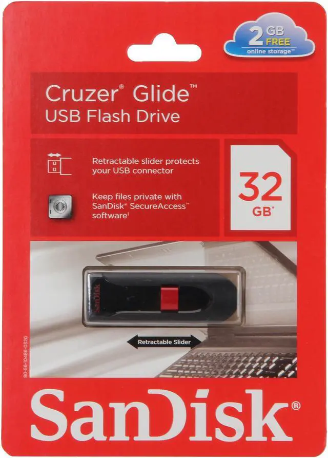 Alt view image 4 of 4 - SanDisk Cruzer Glide 32GB USB 2.0 Flash Drive SDCZ60-032G-A11