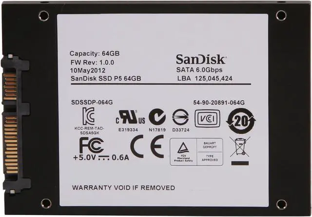 Alt view image 4 of 5 - SanDisk 2.5" 64GB SATA III Internal Solid State Drive (SSD) SDSSDP-064G-G25