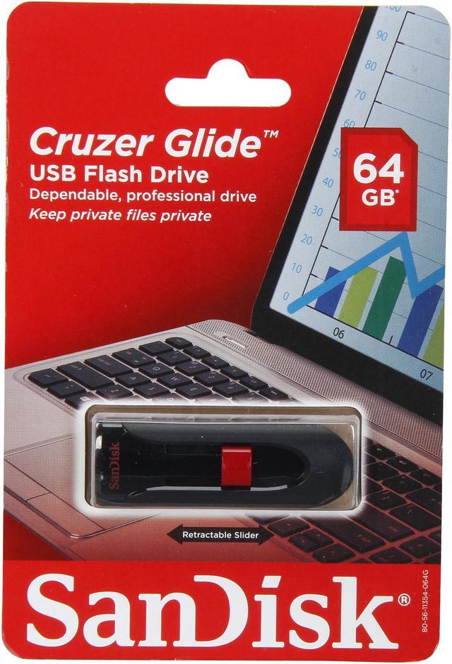 Alt view image 4 of 4 - SanDisk Cruzer Glide 64 GB USB 2.0 Flash Drive - Black, Red
