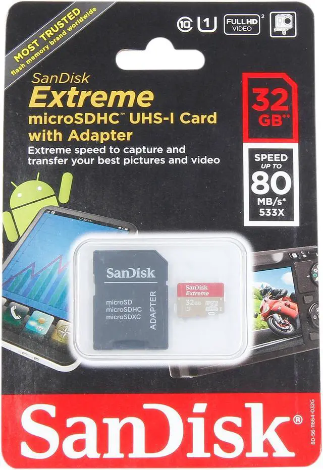 Alt view image 4 of 4 - SanDisk Extreme 32GB microSDHC Flash Card Model SDSDQX-032G-A46A