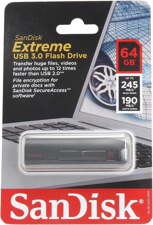 Alt view image 5 of 5 - SanDisk Extreme 64GB USB 3.0 Flash Drive SDCZ80-064G-A46