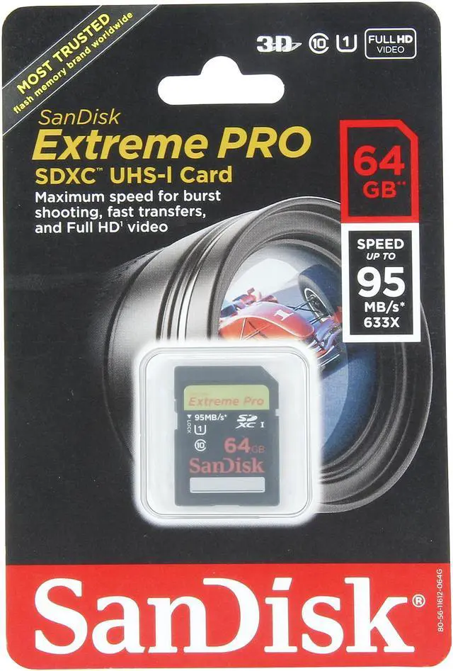 Alt view image 4 of 4 - SanDisk Extreme Pro 64GB Secure Digital Extended Capacity (SDXC) Flash Card Model SDSDXP-064G-A46