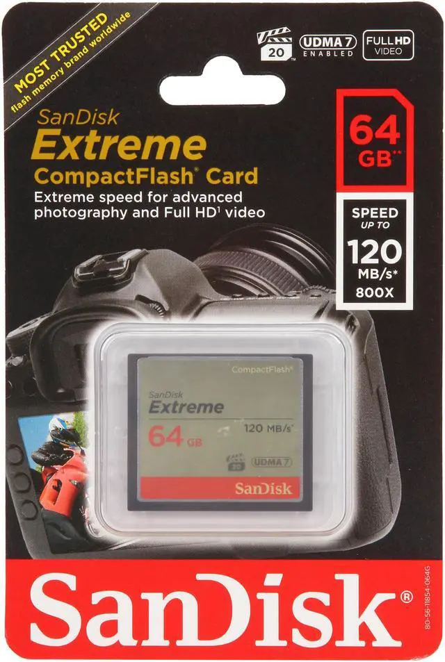 Alt view image 4 of 4 - SanDisk 64GB Compact Flash (CF) Memory Card Extreme 400x UDMA Model SDCFXS-064G-A46