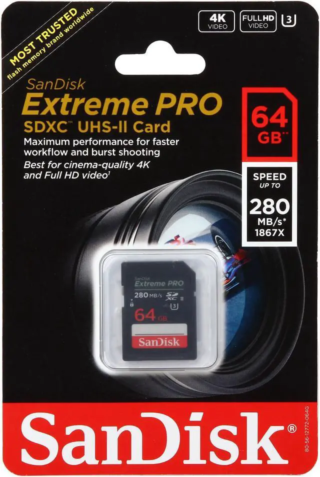 Alt view image 4 of 4 - SanDisk Extreme Pro 64GB Secure Digital Extended Capacity (SDXC) Flash Card Model SDSDXPB-064G-A46