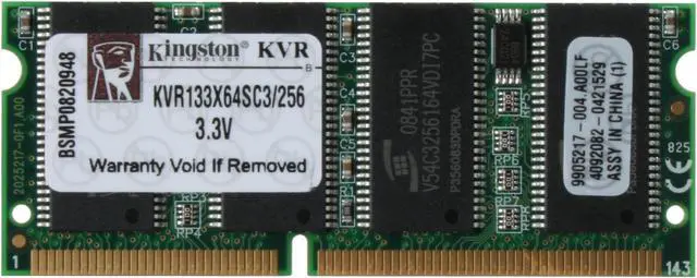 Alt view image 2 of 3 - Kingston ValueRAM 256MB 144-Pin SO-DIMM PC 133 Laptop Memory Model KVR133X64SC3/256