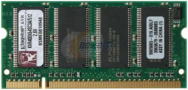 Alt view image 2 of 3 - Kingston ValueRAM 512MB 200-Pin DDR SO-DIMM DDR 400 (PC 3200) Laptop Memory Model KVR400X64SC3A/512