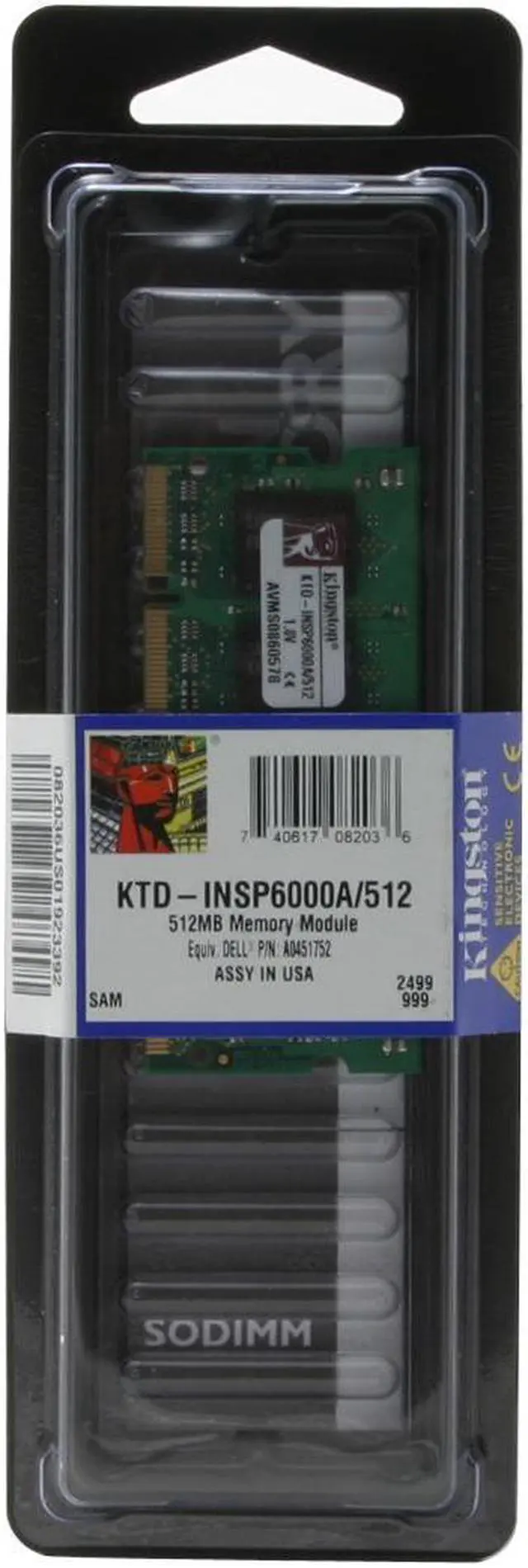 Alt view image 2 of 2 - Kingston 512MB Unbuffered DDR2 533 (PC2 4200) System Specific Memory For Dell Model KTD-INSP6000A/512