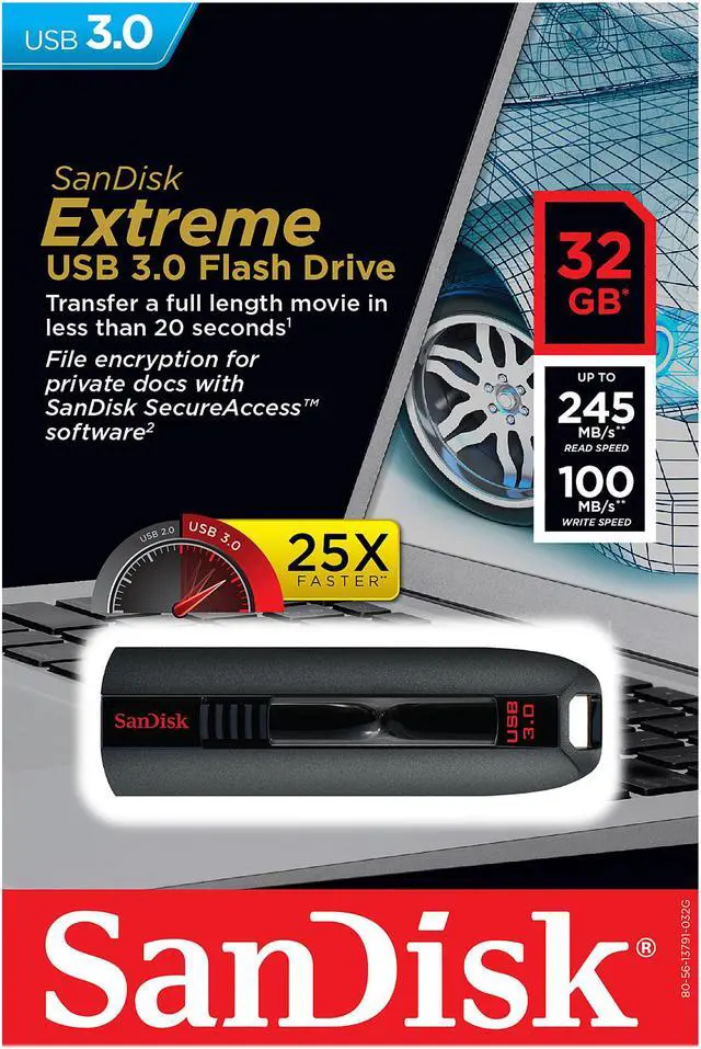 Alt view image 4 of 4 - SanDisk 32GB Extreme CZ80 USB 3.0 Flash Drive, Speed Up to 245MB/s (SDCZ80-032G-GAM46)