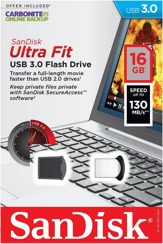 Alt view image 4 of 4 - SanDisk 16GB Ultra Fit CZ43 USB 3.0 Flash Drive, Speed Up to 130MB/s (SDCZ43-016G-G46)