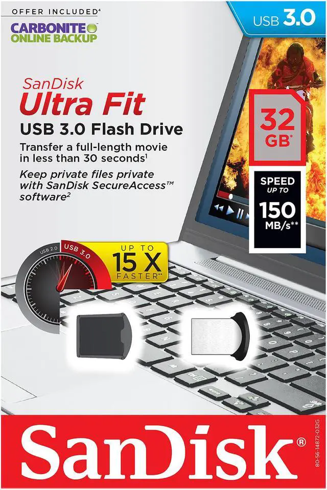 Alt view image 4 of 5 - SanDisk 32GB Ultra Fit CZ43 USB 3.0 Flash Drive, Speed Up to 150MB/s (SDCZ43-032G-GAM46)