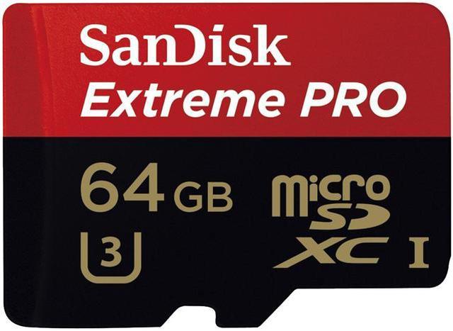 SanDisk 64GB Extreme PRO microSDXC UHS-I/U3 Class 10 Memory Card with  Adapter, Speed Up to 95MB/s (SDSDQXP-064G-G46A)