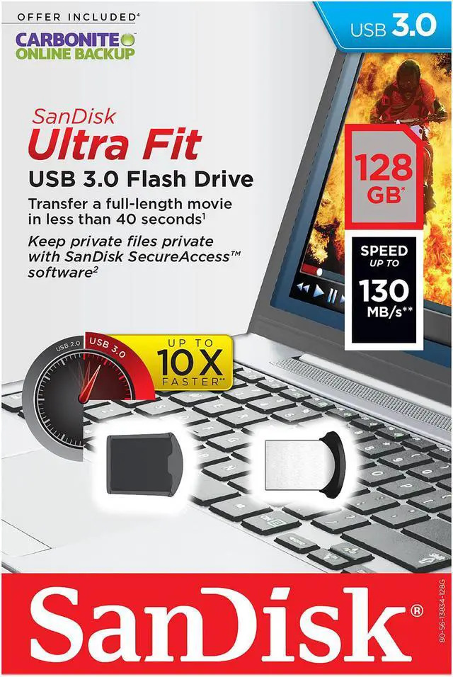 Alt view image 4 of 4 - SanDisk 128GB Ultra Fit CZ43 USB 3.0 Flash Drive, Up to150MB/s (SDCZ43-128G-G46) [Old Version]
