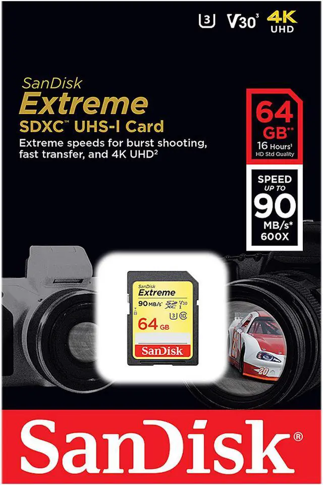 Alt view image 3 of 3 - SanDisk 64GB Extreme SDXC UHS-I/U3 Class 10 Memory Card, Speed Up to 90MB/s (SDSDXVE-064G-GNCIN)