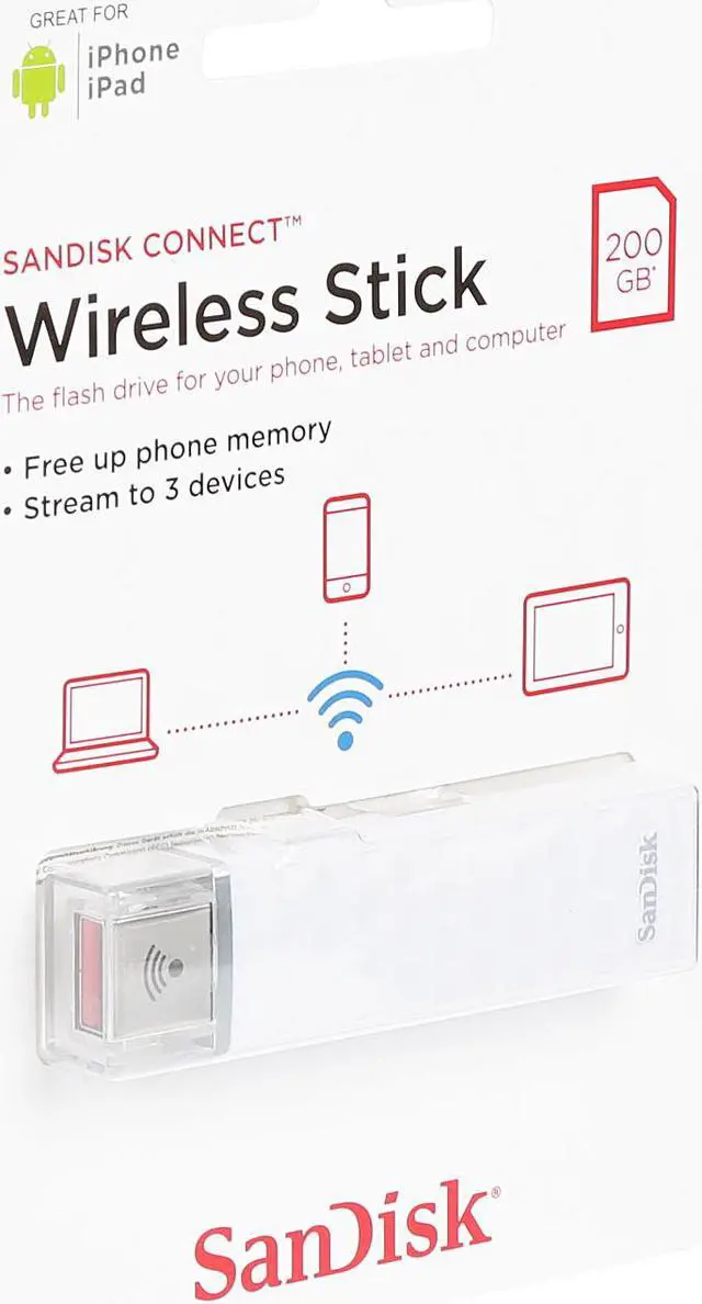 Alt view image 6 of 6 - SanDisk 200GB Connect Wireless Flash Drive (SDWS4-200G-G46)