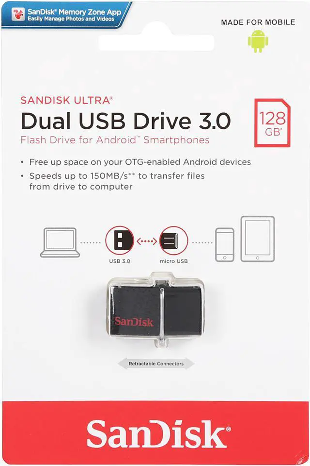 Alt view image 6 of 6 - SanDisk 128GB Ultra Dual OTG USB 3.0 Flash Drive, Speed Up to 150MB/s (SDDD2-128G-GAM46)
