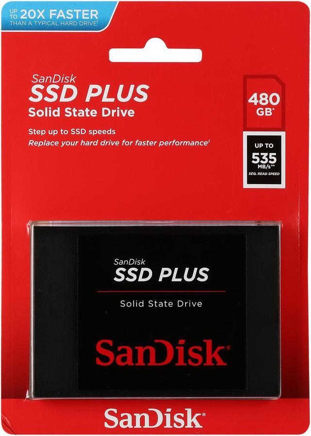 SDSSDA-480G-G26 Sandisk, Sandisk SSD PLUS 63.5 mm 480 GB Internal SSD Hard  Drive, 174-7342