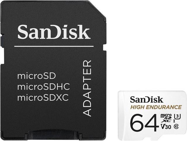Alt view image 3 of 5 - SanDisk 64GB High Endurance microSDHC C10, U3, V30, 4k UHD Memory Card with Adapter (SDSQQNR-064G-GN6IA)