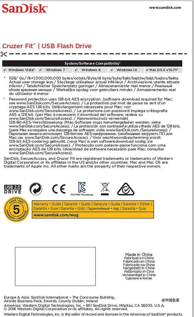Alt view image 6 of 6 - Sandisk 32GB Cruzer Fit USB 2.0 Flash Drive (SDCZ33-032G-G35)