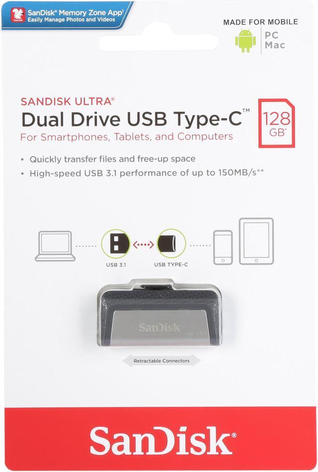 Alt view image 5 of 5 - SanDisk 128GB Ultra Dual Drive USB Type-C Flash Drive, Speed Up to 150MB/s (SDDDC2-128G-G46)