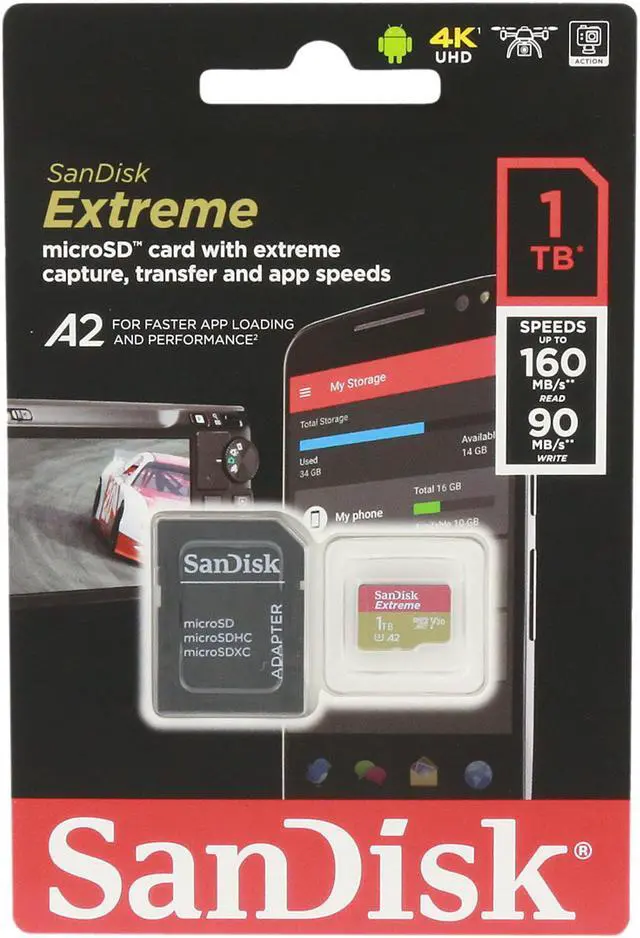 Alt view image 5 of 5 - SanDisk 1TB Extreme microSDXC UHS-I/U3 A2 Memory Card with Adapter, Speed Up to 160MB/s (SDSQXA1-1T00-GN6MA)